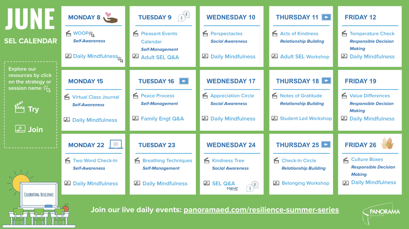 SEL Calendar for June Daily Strategies for Educators